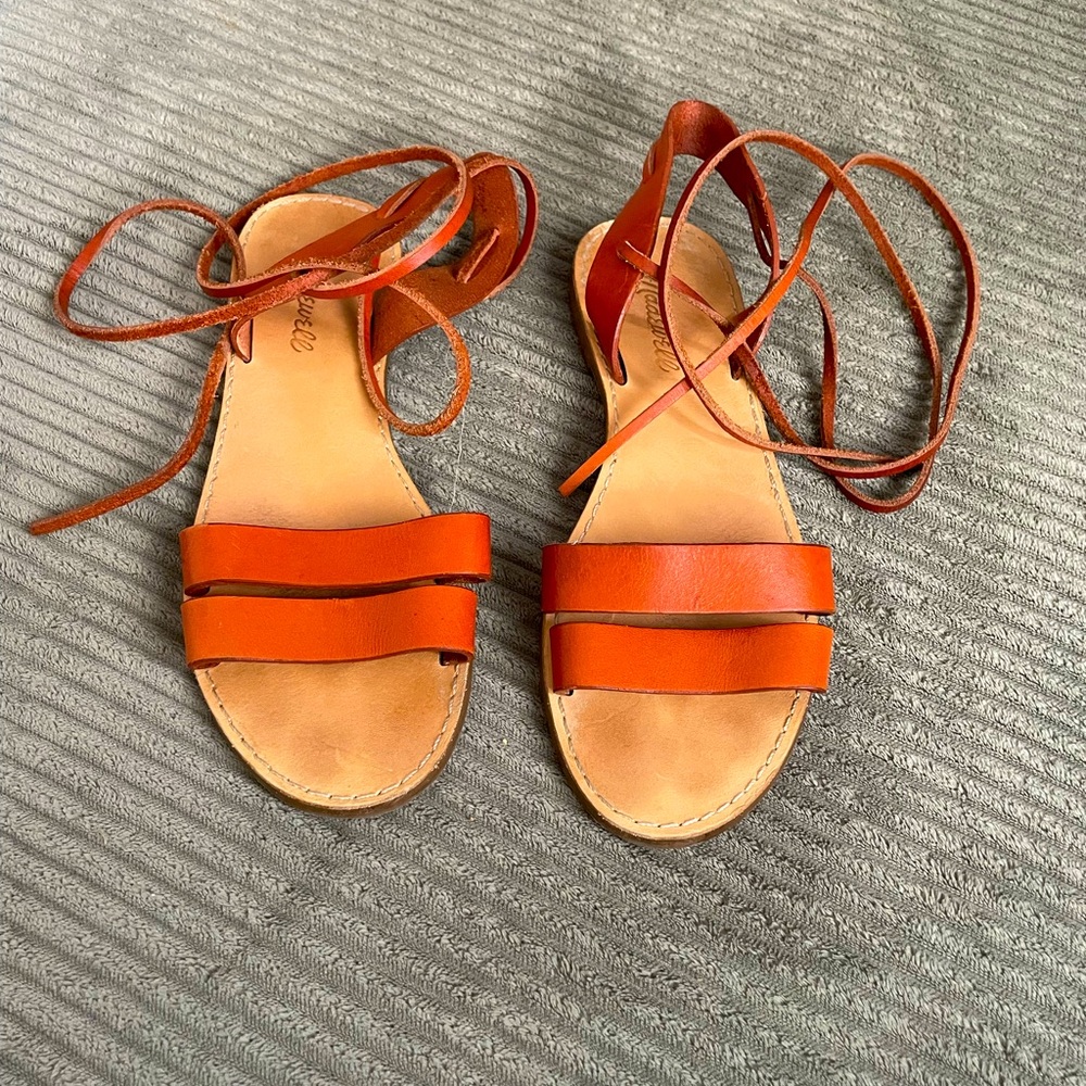 Strappy, lace up leather Madewell sandals; Size 7